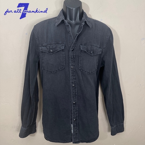 7 For All Mankind Other - 7 for All Mankind Denim Snap Long Sleeve Shirt Large Gently worn 100% cotton